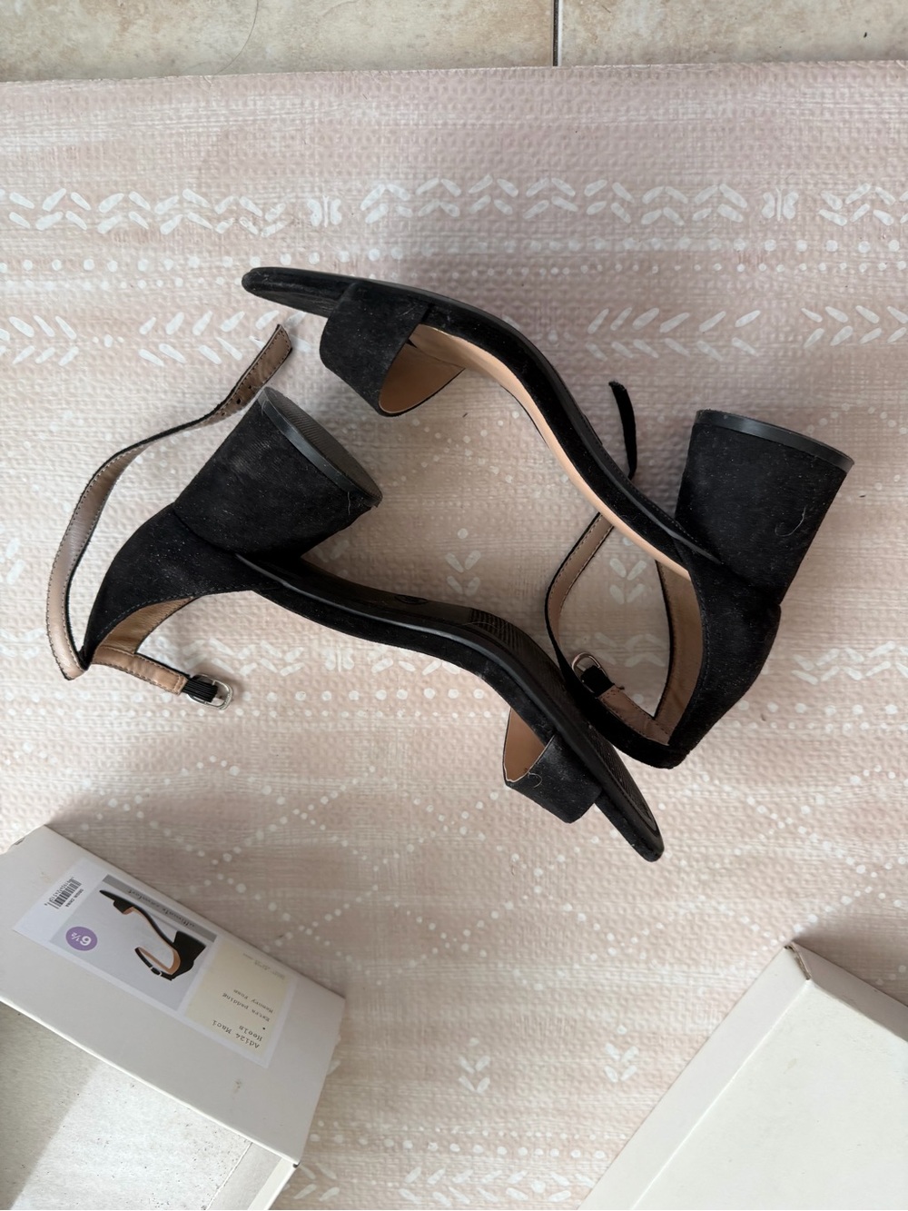 Black Suede Block Heel Sandals - Women